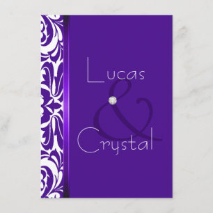 Convite elegante do casamento do damasco roxo