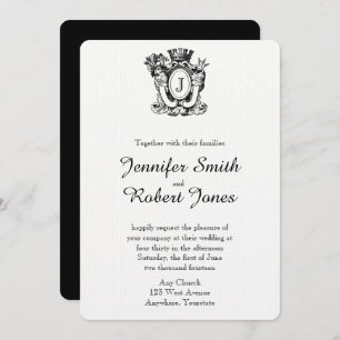 Convite elegante do casamento do monograma da