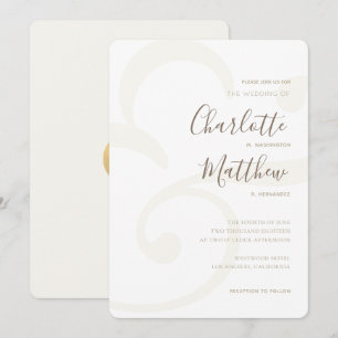 Convite elegante do casamento do monograma Dourado