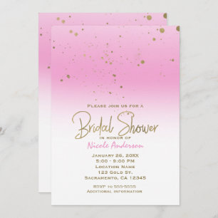 Convite Elegante do CHÁ DE PANELA de brilho moderno rosa e