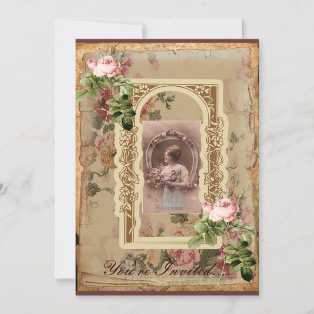 Convite elegante do dia das mães dos rosas de Mys (Frente)