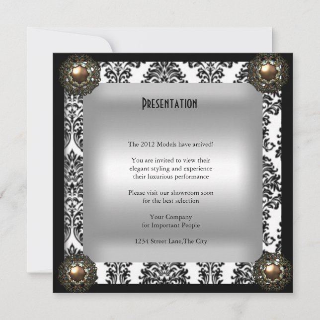 Convite Elegante do evento do partido Damask Jewel (Frente)