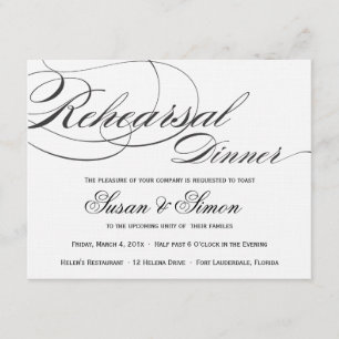 Convite elegante do jantar de ensaio do roteiro -