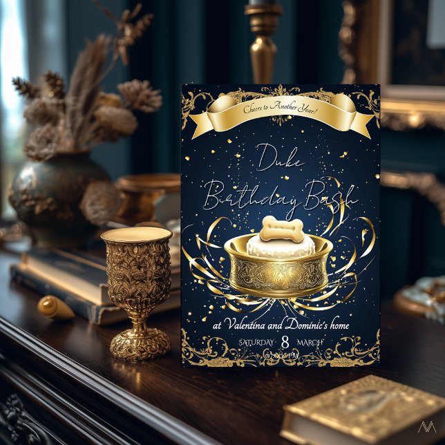 Convite Elegante Dog Birthday | Celebração de Pet de Luxur (Criador carregado)