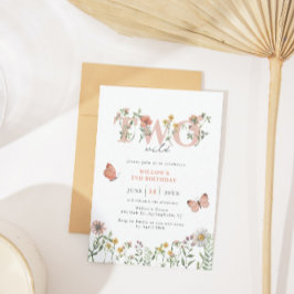 Convite Elegante Dois segundo aniversário de flor selvagem