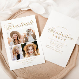 Convite Elegante Dourada Calliografia 4 Festa de formatura