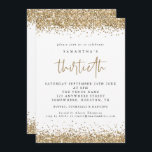 Convite Elegante Dourada Glitter 30 Partido<br><div class="desc">Elegante Glitter Dourado 30º Convite de festas. As bordas de confete de brilho falsa em ouro estão no topo e no fundo e também no verso. O trigésimo é feito num estilo moderno de escrita manual. Personalize facilmente o resto do texto para você.</div>