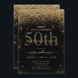 Convite Elegante Dourada Glitter 50ª Festa de aniversário<br><div class="desc">Este design elegante apresenta um fundo preto,  brilho dourado e letra personalizada de script. Que bela maneira de convidar seus convidados para esta ocasião especial.</div>