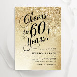 Convite Elegante Dourada Surpresa 60º aniversário<br><div class="desc">Surpresa elegante 60º convite de aniversário. Design elegante em ouro brilhante e preto. Possui fonte e confete de script de tipografia. Perfeito para uma comemoração de um dia de mulher na moda. Personalize com seus próprios detalhes. Envie-me uma mensagem se precisar de idade personalizada. Impressos convites Zazzle ou modelo de...</div>