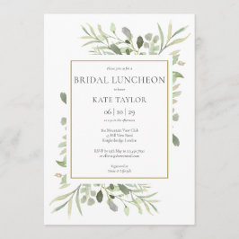 Convite Elegante Dourada Watercolor Greenery Bridal
