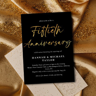 Convite Elegante Dourado 50º Aniversário de Casamento