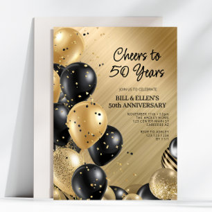 Convite Elegante Dourado 50º Aniversário de Casamento