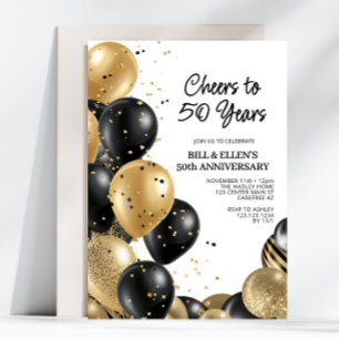 Convite Elegante Dourado 50º Aniversário de Casamento