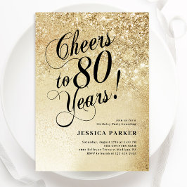 Convite Elegante Dourado 80 Birthday