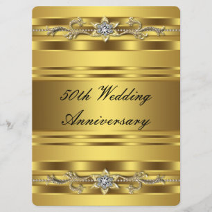 Convite Elegante Dourado Áurea Bodas de Ouro 50º Aniversár