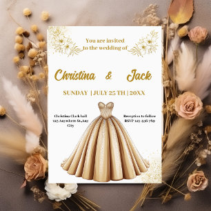 Convite Elegante Dourado Ballgrown - Design da Princesa