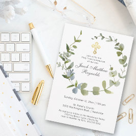 Convite Elegante Dourado Cruz Santa Comunhão