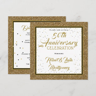 Convite Elegante Dourado de 50º Aniversário