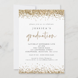 Convite Elegante Dourado Glitter 2024 Graduação Branco