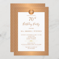 Elegante Dourado Monograma Setenta Festa de aniver