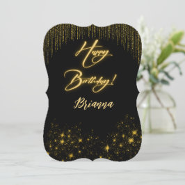 Convite Elegante Dourado no Aniversário Negro