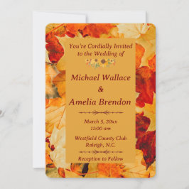 Convite Elegante, Dourado outono deixa Casamento outono