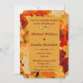 Convite Elegante, Dourado outono deixa Casamento outono