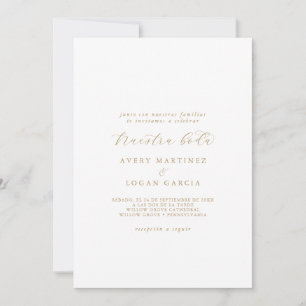 Convite Elegante Dourado Script Spanestra Boda