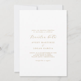 Convite Elegante Dourado Script Spanestra Boda