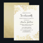 Convite Elegante Dourado Vintage Floral 16º Aniversário<br><div class="desc">Mais Elegantes Convidações de Aniversário Floral na Loja Little Bayleigh! Por favor,  note: não é folha de papel real.</div>