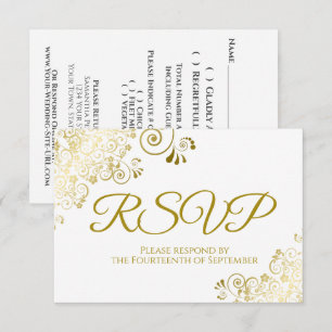 Convite Elegante Download de RSVP de Casamento em Dourado 