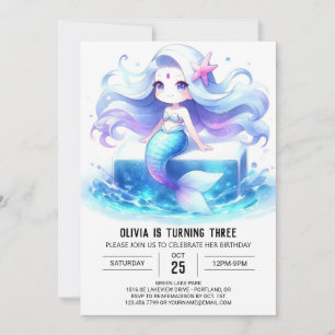 Convite Elegante Dreamy Mermaid Birthday