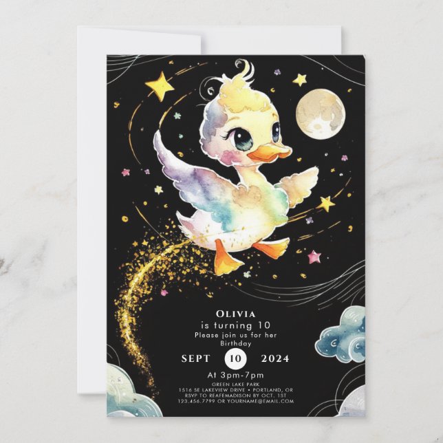 Convite Elegante Duck Birthday (Frente)