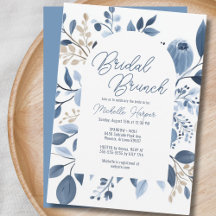 Elegante Dusty Blue Floral Boho Bridal Brunch