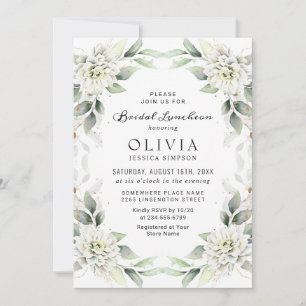 Convite Elegante Dusty Blue Greenery Bridal Luncheon