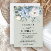 Elegante Dusty Blue Ivory Floral Sage Verde