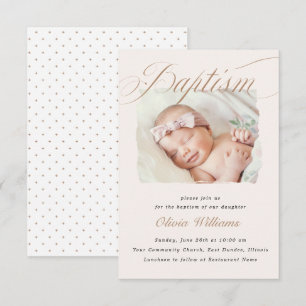 Convite Elegante Dusty Cream Scallops Criando Batismo