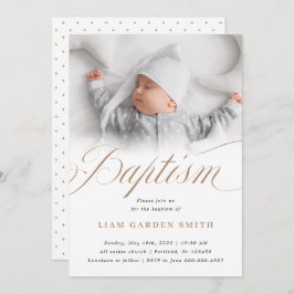 Convite Elegante Dusty Cream Scallops Criando Batismo I