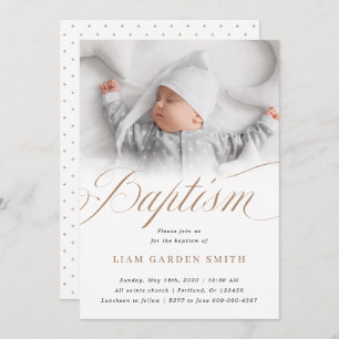 Convite Elegante Dusty Cream Scallops Criando Batismo I