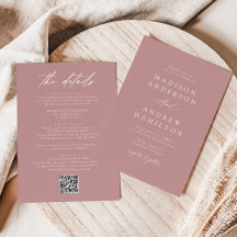 Elegante Dusty Rosa All In One QR Code Wedding
