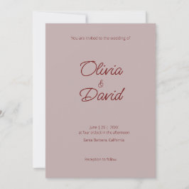 Convite Elegante Dusty Rosa e Rosa Cinnamon Casamento