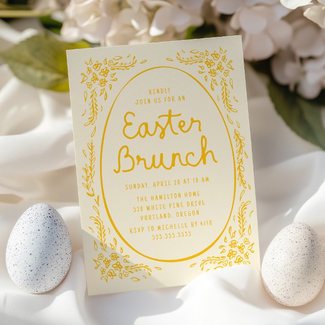 Convite Elegante e Caprichoso para Brunch de Pásco (Criador carregado)