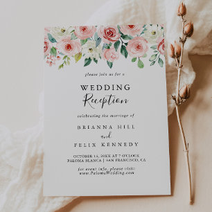 Convite Elegante e Delicada Recepção de Casamento Floral d