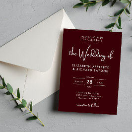 Convite Elegante e Moderno Casamento Burgundy