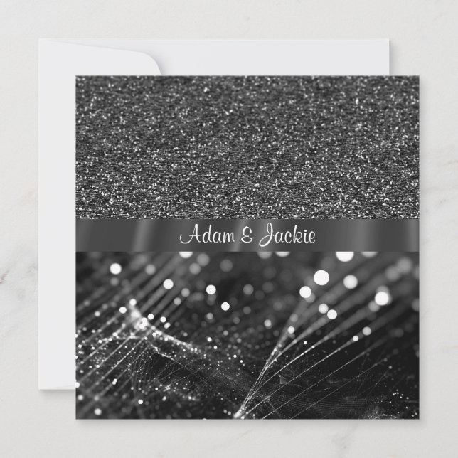 Convite ELEGANTE E MODERNO CASAMENTO DIVIDIDO preto e bran (Frente)
