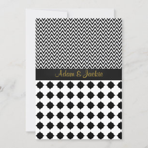 Convite ELEGANTE E MODERNO CASAMENTO preto branco Dourado