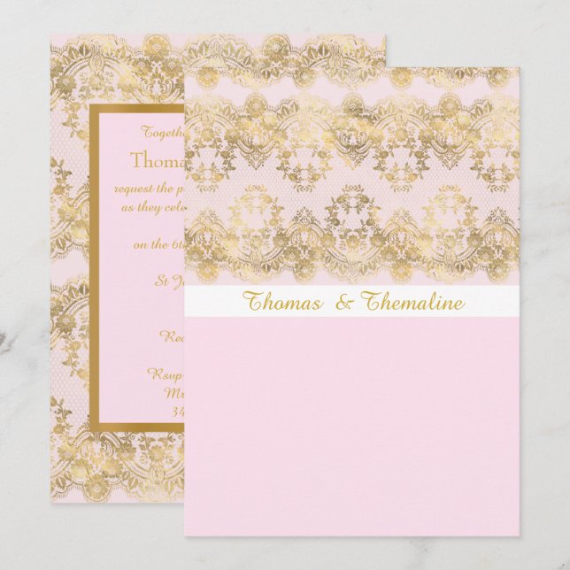 CONVITE ELEGANTE E MODERNO PINK VICTORIANO (Frente/Verso)