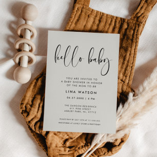 Convite Elegante e moderno Sage Verde Olá Bebê