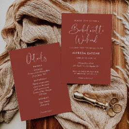 Convite Elegante e moderno teracotta Bachelorette Weekend