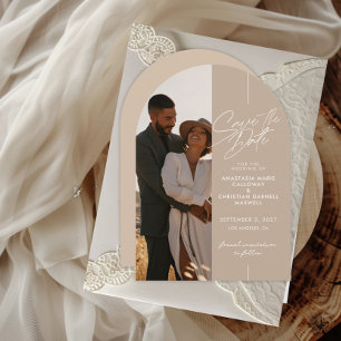 Convite Elegante e Neutro Arco Save The Date